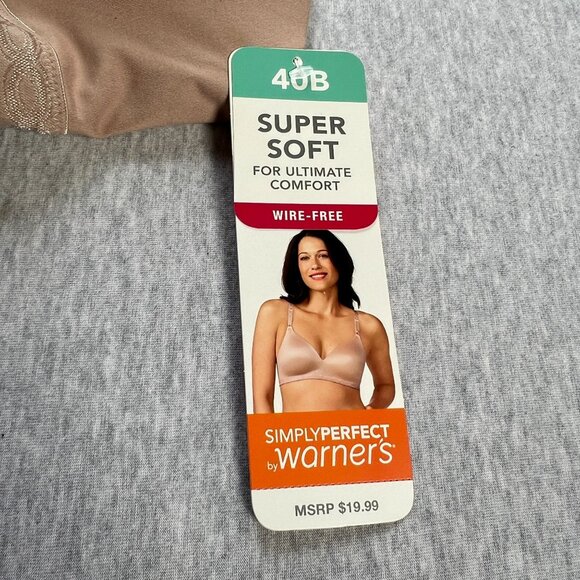 Simply Perfect By Warners Super Soft Wire-Free Comfort Bra 40B Beige Adjustable - Picture 2 of 10